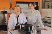 Dr Kelly Sheridan (left) and Dr Alana James, pictured in the FibRE Hub a